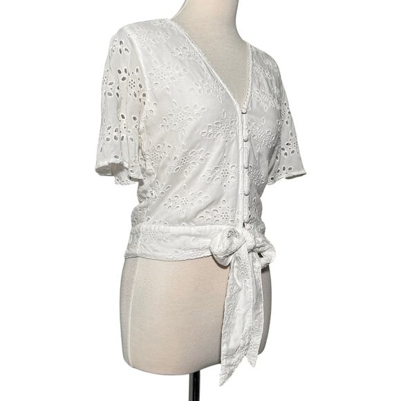 Abercrombie Fitch Eyelet Front Tie Blouse SZ S - Picture 9 of 9
